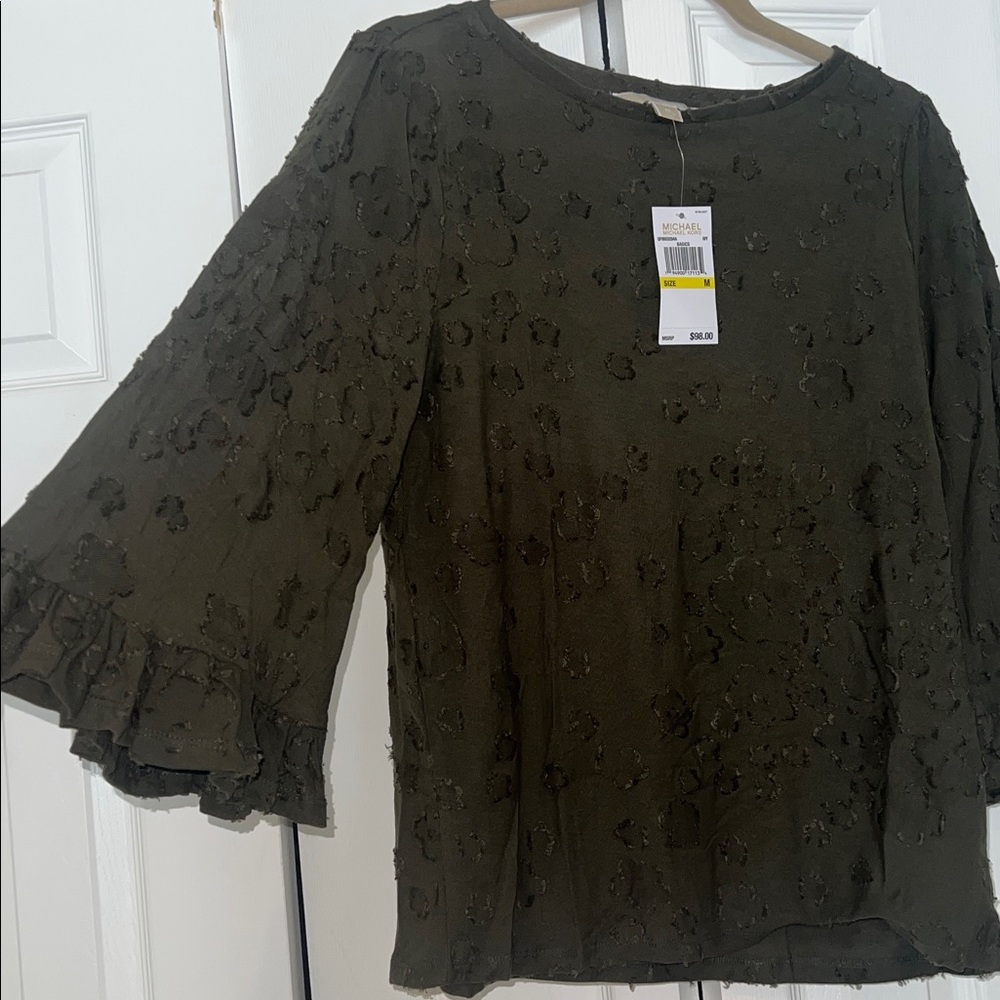 Michael Kors ivy green Textured Blouse